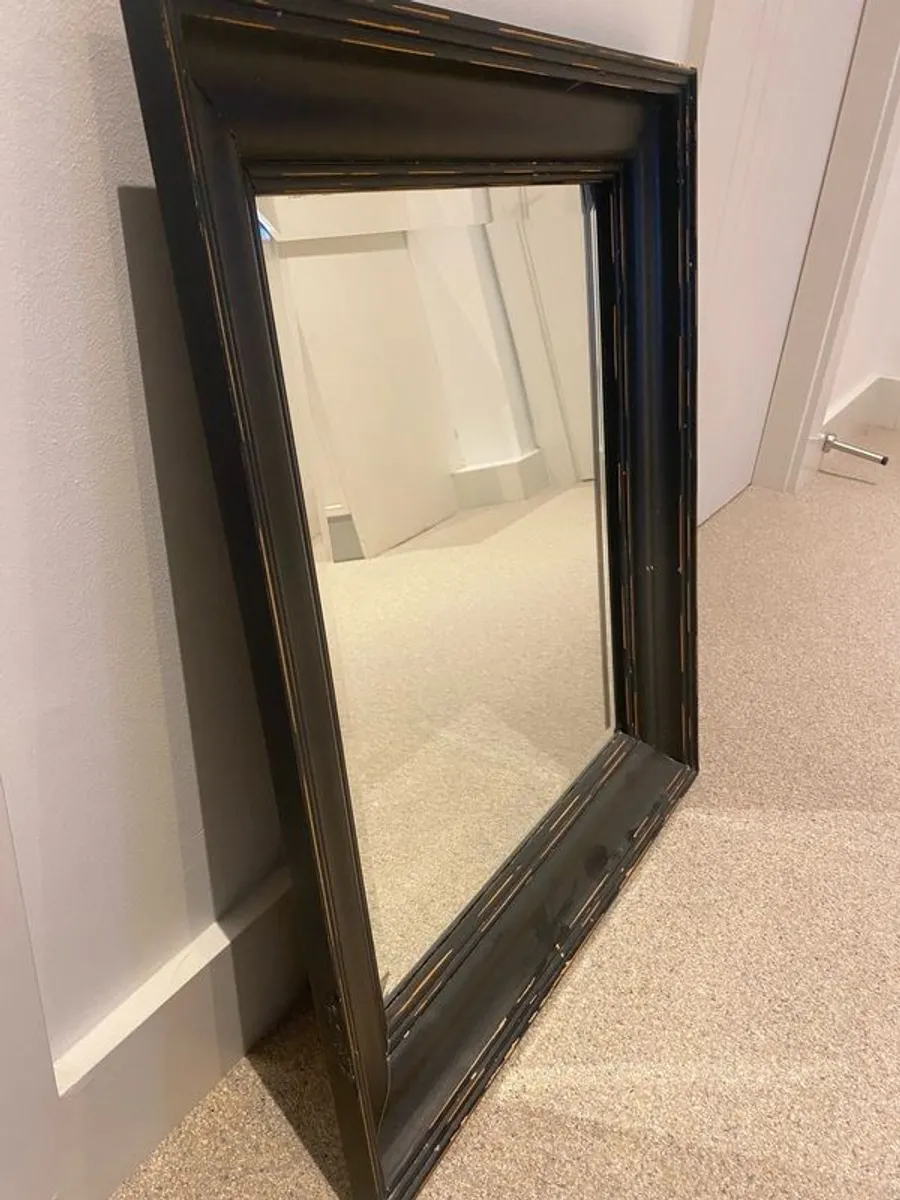 Solid Wood Framed Mirror . Rustic Black (65 x 55 cm) - Image 1