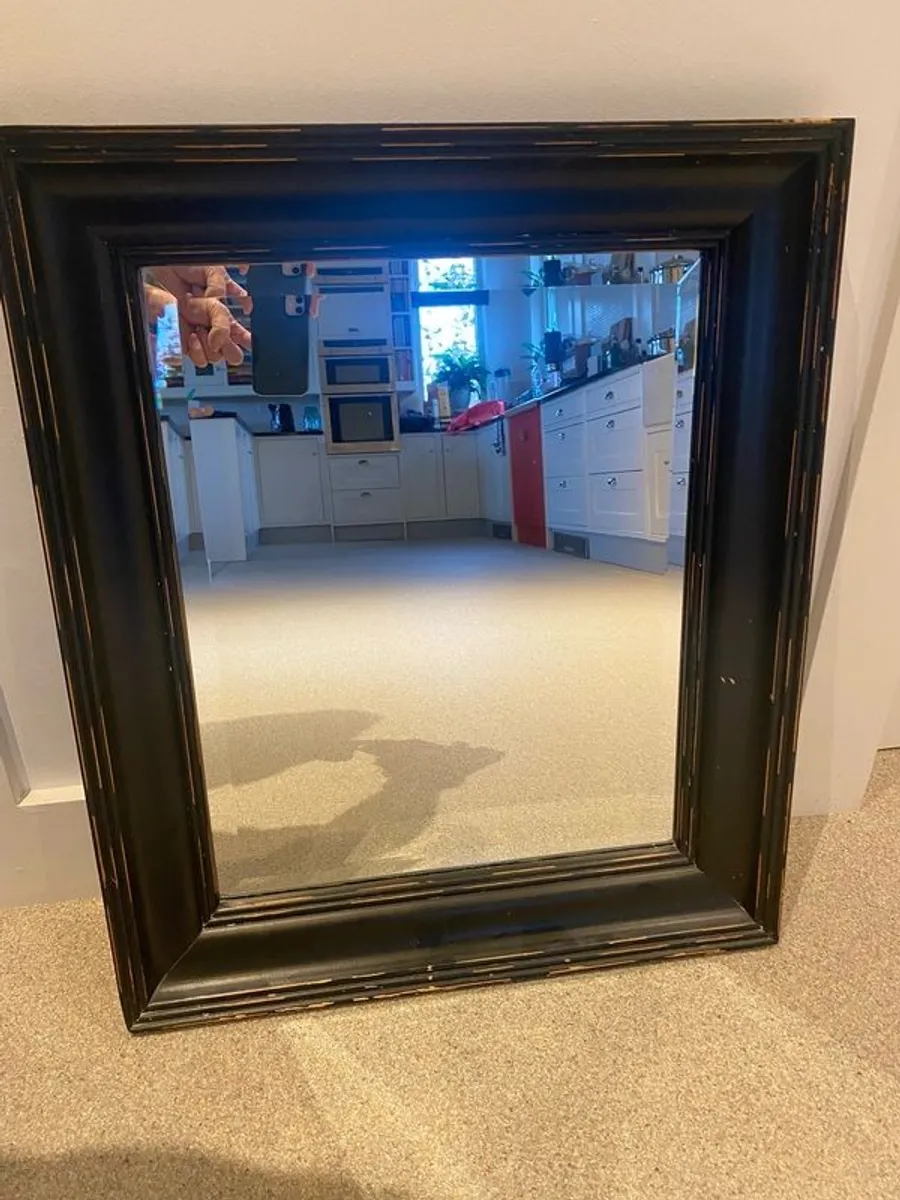 Solid Wood Framed Mirror . Rustic Black (65 x 55 cm) - Image 2