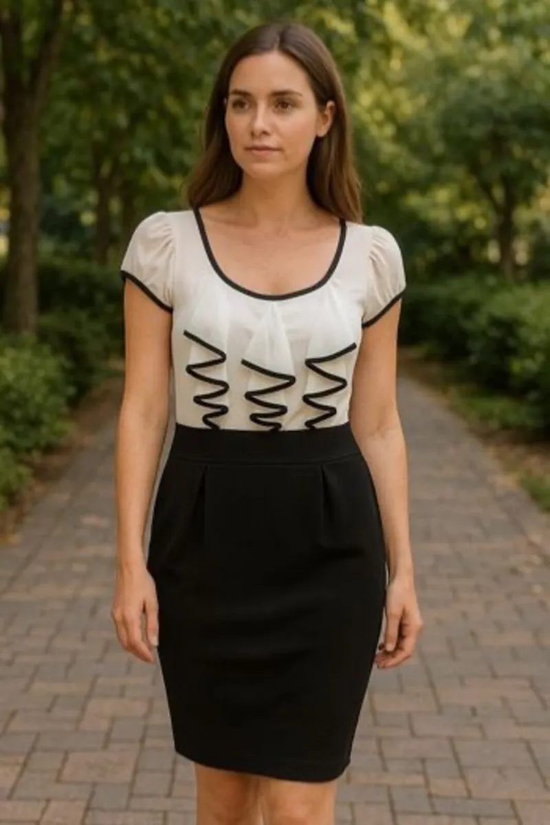 BRAND NEW Savida Classic Black & Cream Dress: Size - Image 1