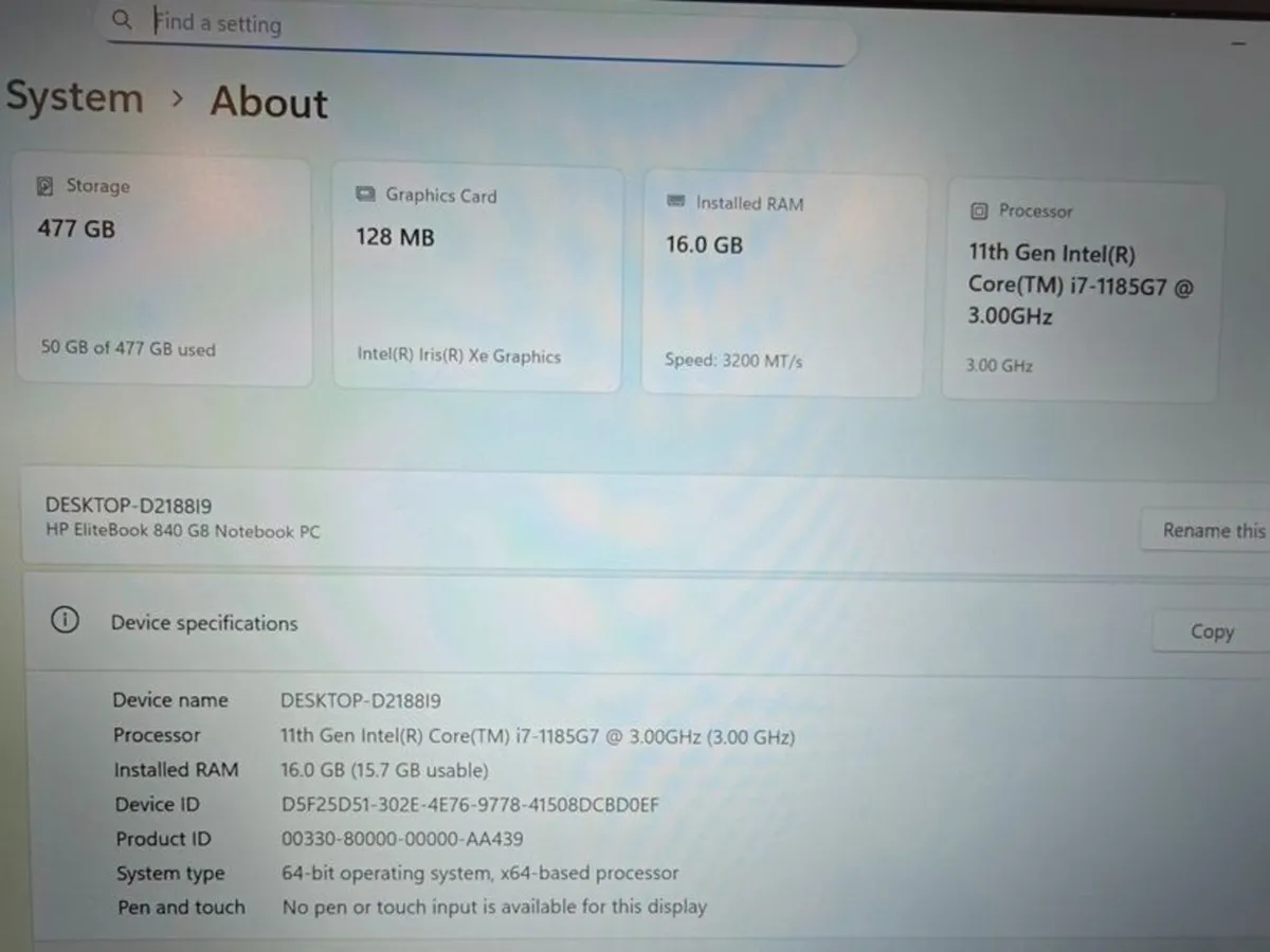 HP Elitebook 830 G8 | i7 (11th gen) | 16GB | 512GB - Image 3