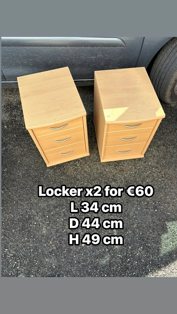 Oak single bed frame + 2 lockers - Image 3