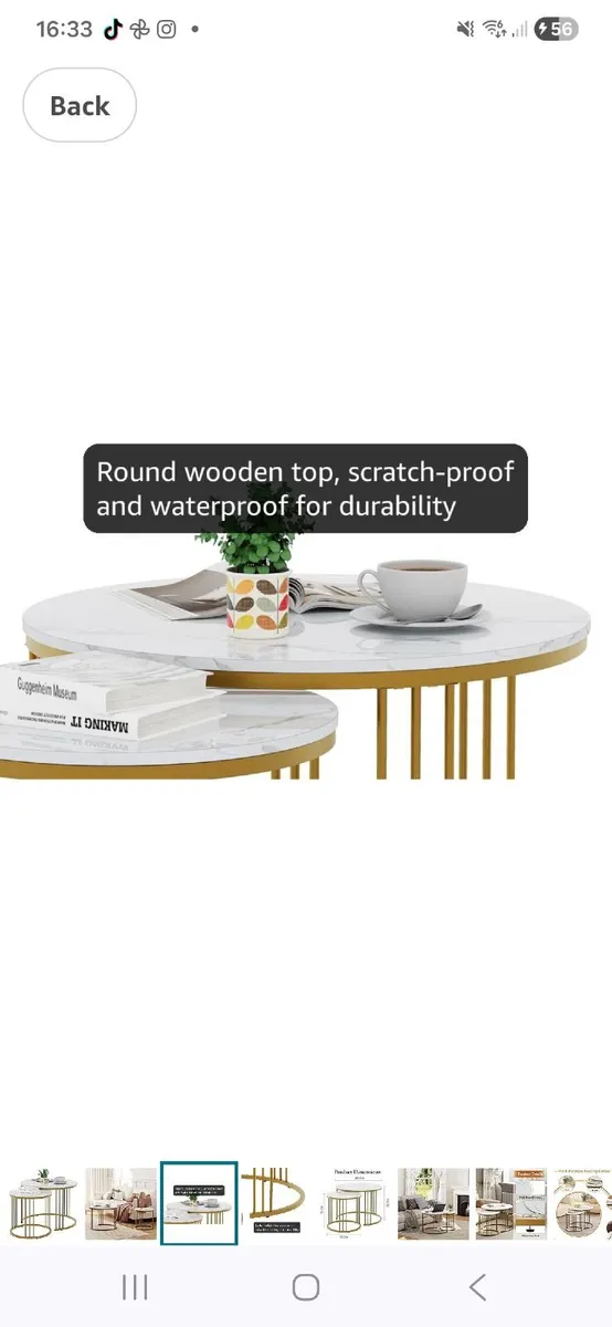 Brand New in Box, 2 piece Gold and White tables - Image 1