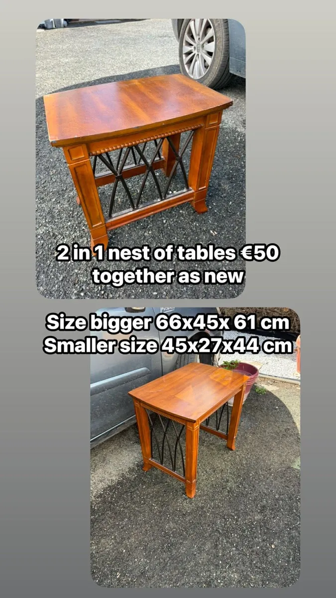 2 in 1 wooden and metal side table nest of tables - Image 1