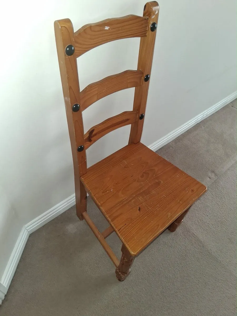 6 Mexican pine kitchen chairs set - Image 3