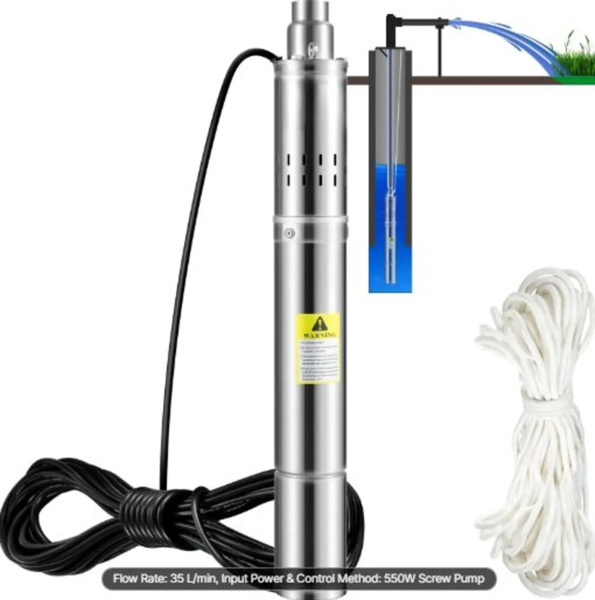 Deep Well Submersible Pump,550W 230V/50Hz,35L/min - Image 1