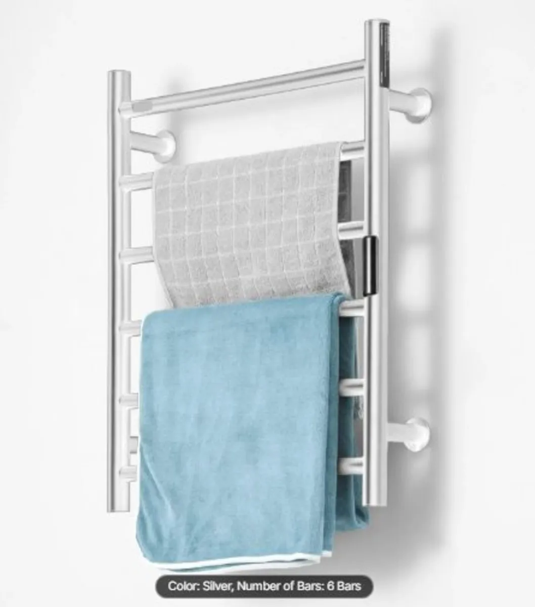 6 Bars Towel Warmer Rack, Wall Mounted Heated - Image 4
