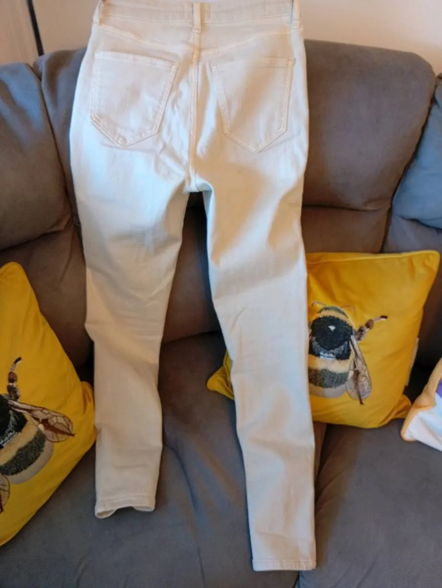 Ladies cream river island skinny jeans size 10 - Image 2