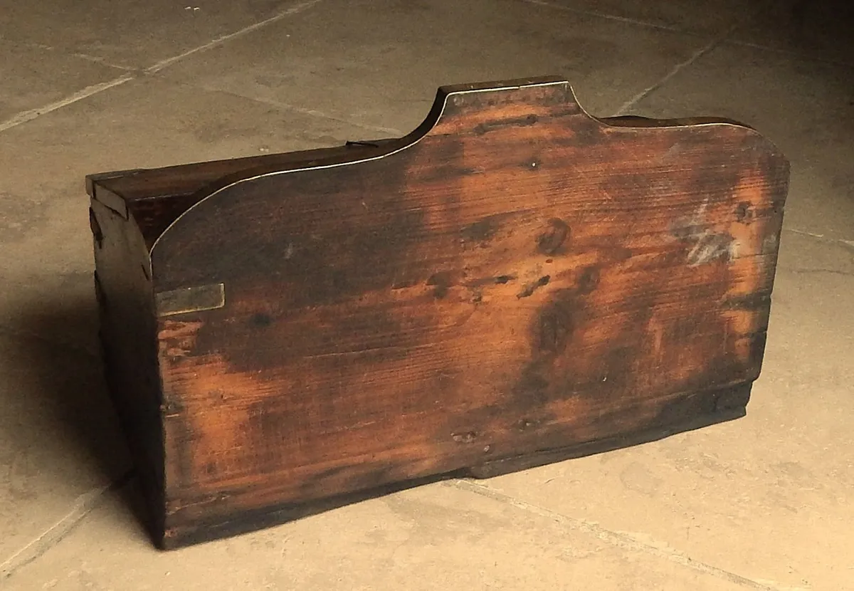 Vintage Oak & Brass Church Candle Box - Image 3