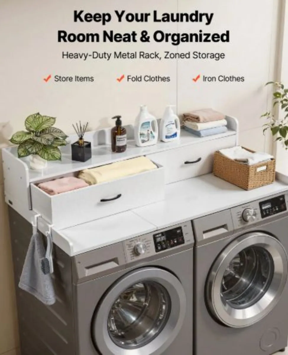 Washer Dryer Countertop with Shelf, 137 x 69.9 cm - Image 2