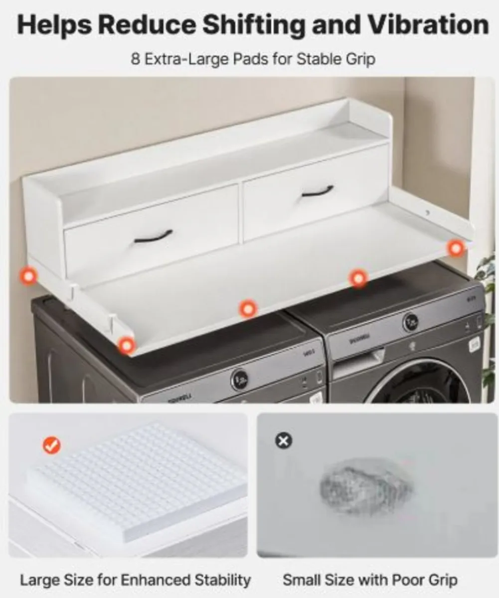 Washer Dryer Countertop with Shelf, 137 x 69.9 cm - Image 4