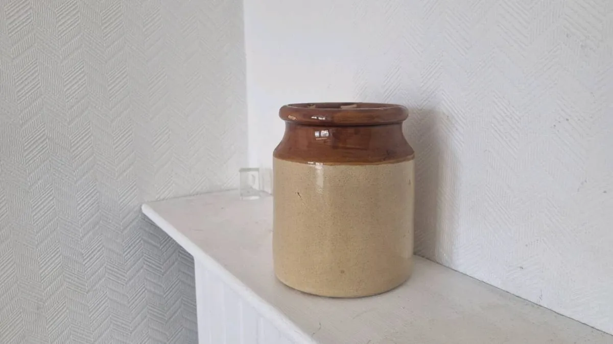 Vintage Stoneware Glazed Jar - Image 1