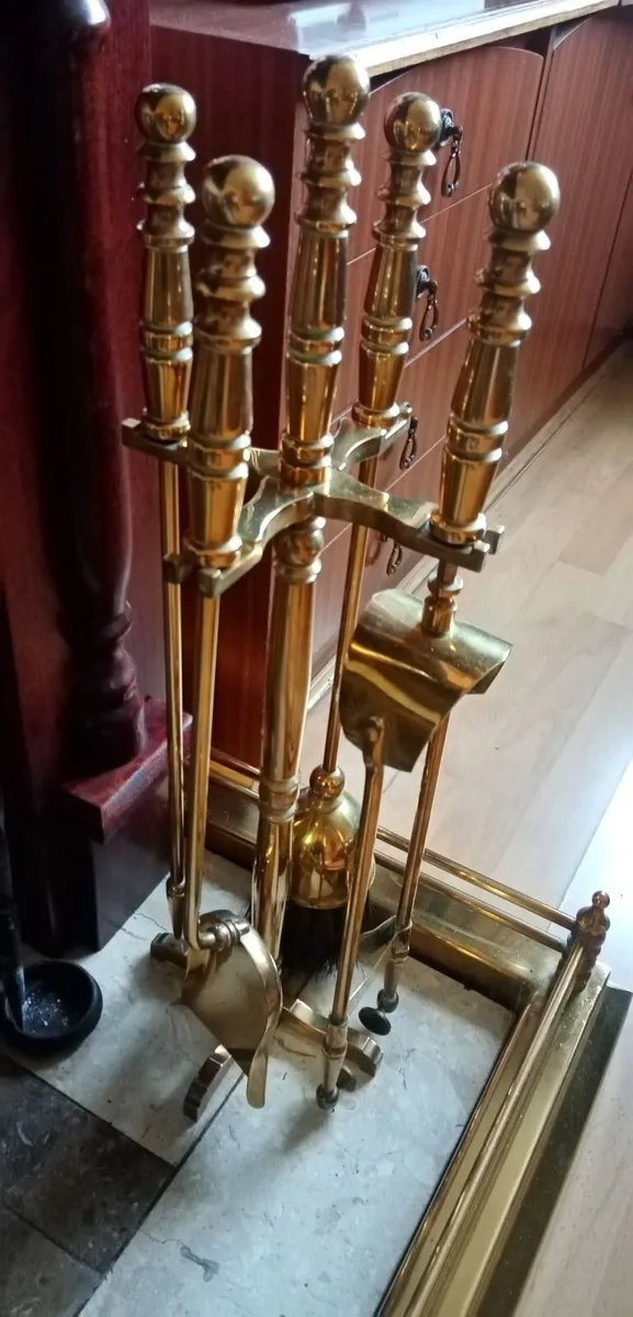 fireplace tool set solid brass