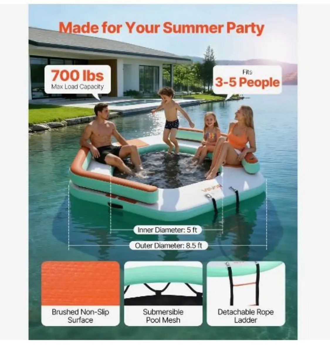 Inflatable Floating Dock, 2.6 x 2.6 M - Image 3