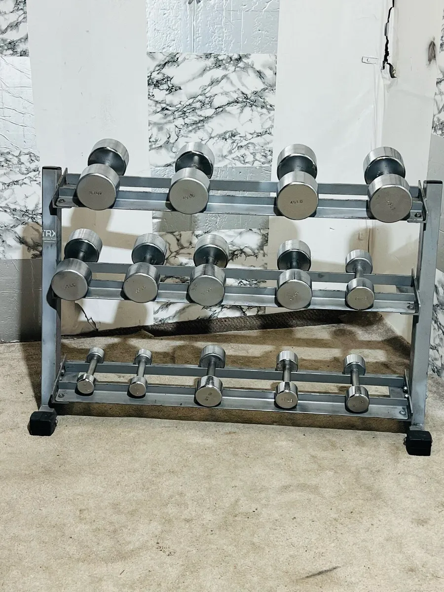 3 tier dumbbell rack with dumbbells - Image 4