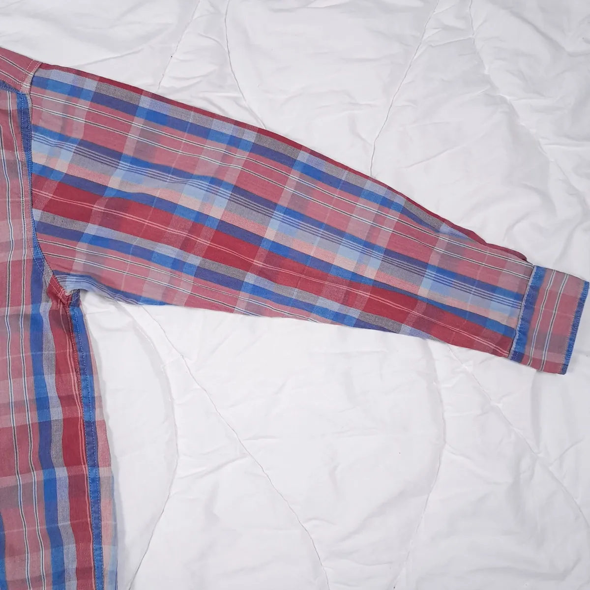 L.L. Bean Red Blue Pink Plaid Flannel Shirt M - Image 3