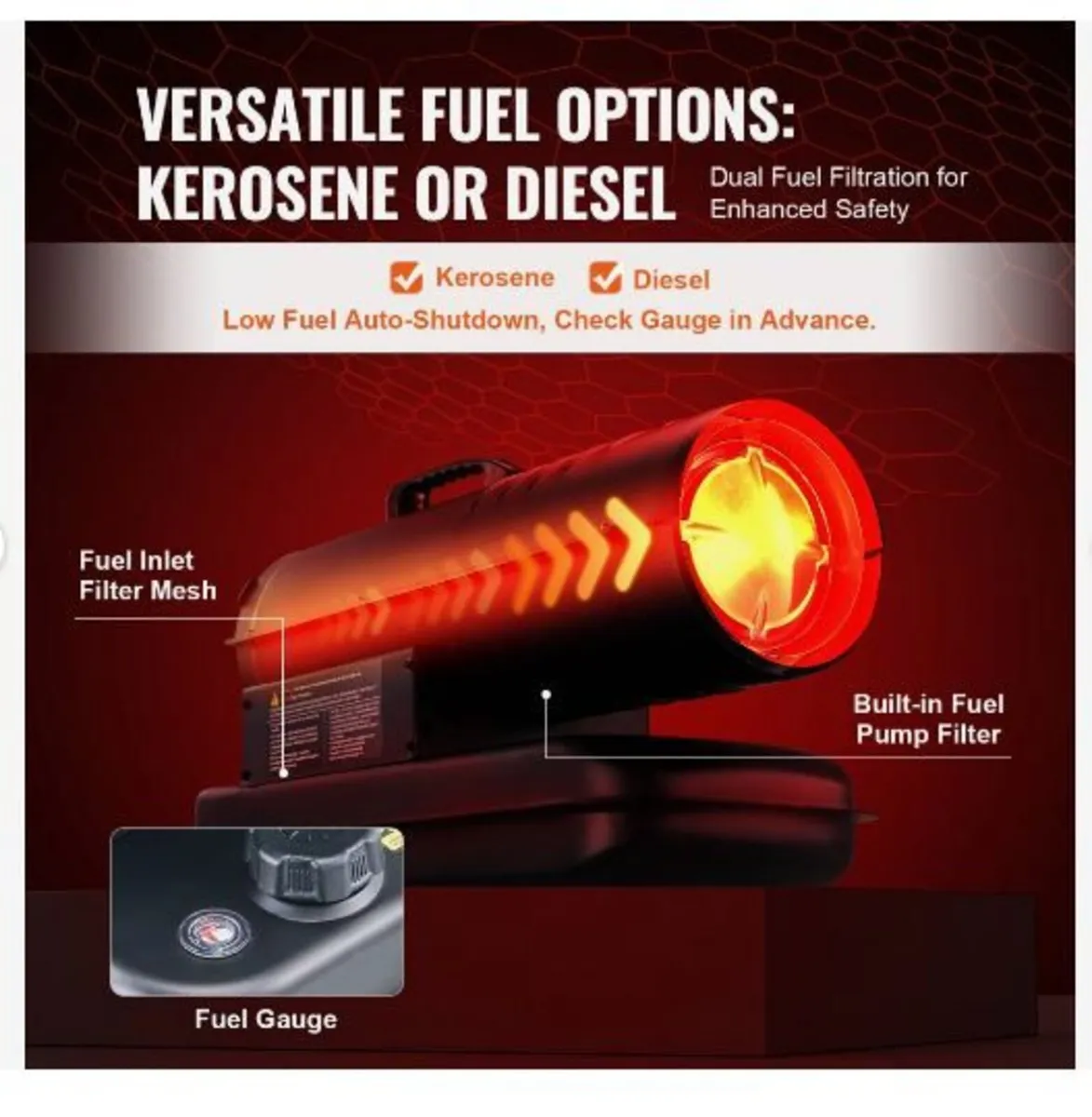 Kerosene/Diesel Forced Air Heater, 70000Btu - Image 3