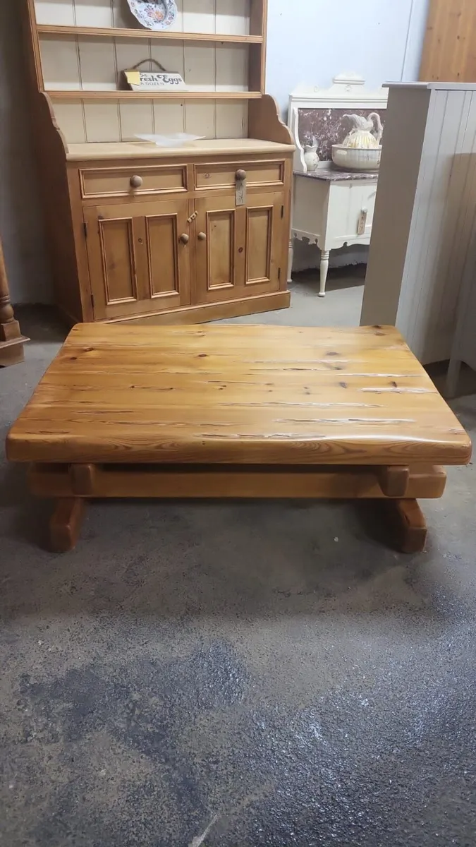 Reclaimed pine coffee table, matching side table - Image 2