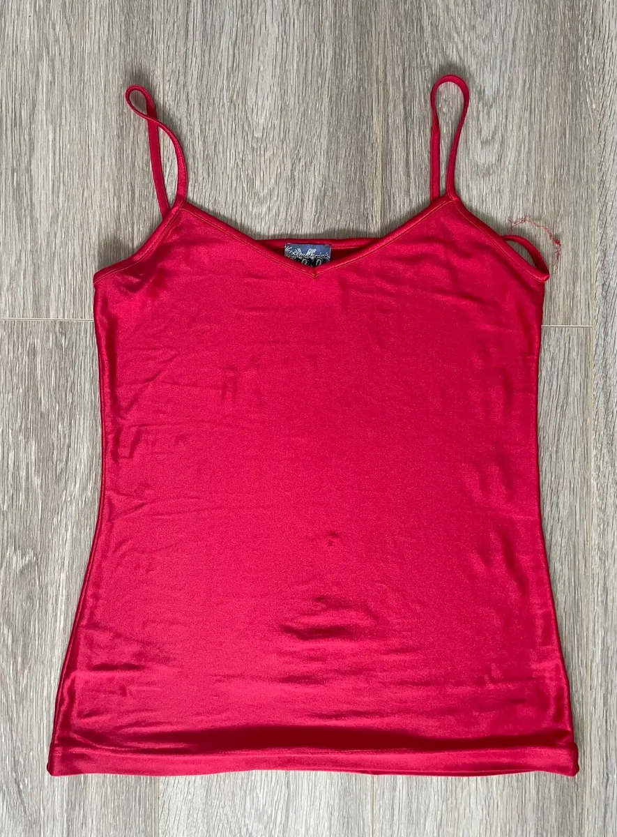 Red Cami Satin Top - red camisole or tank top - Image 1