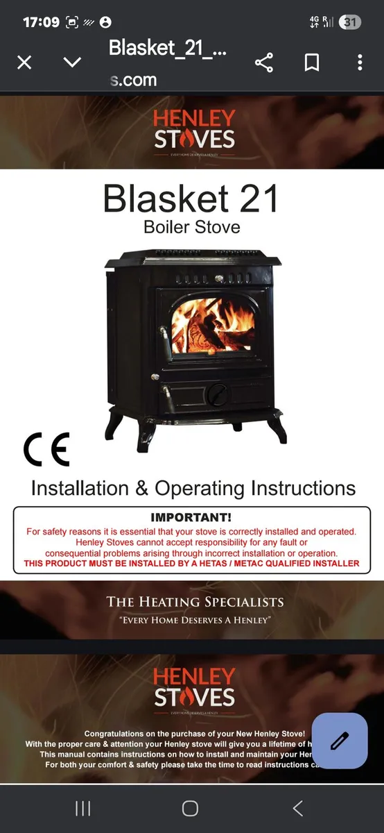 HENLEY BLASKET 21KW BOILER STOVE - Image 2