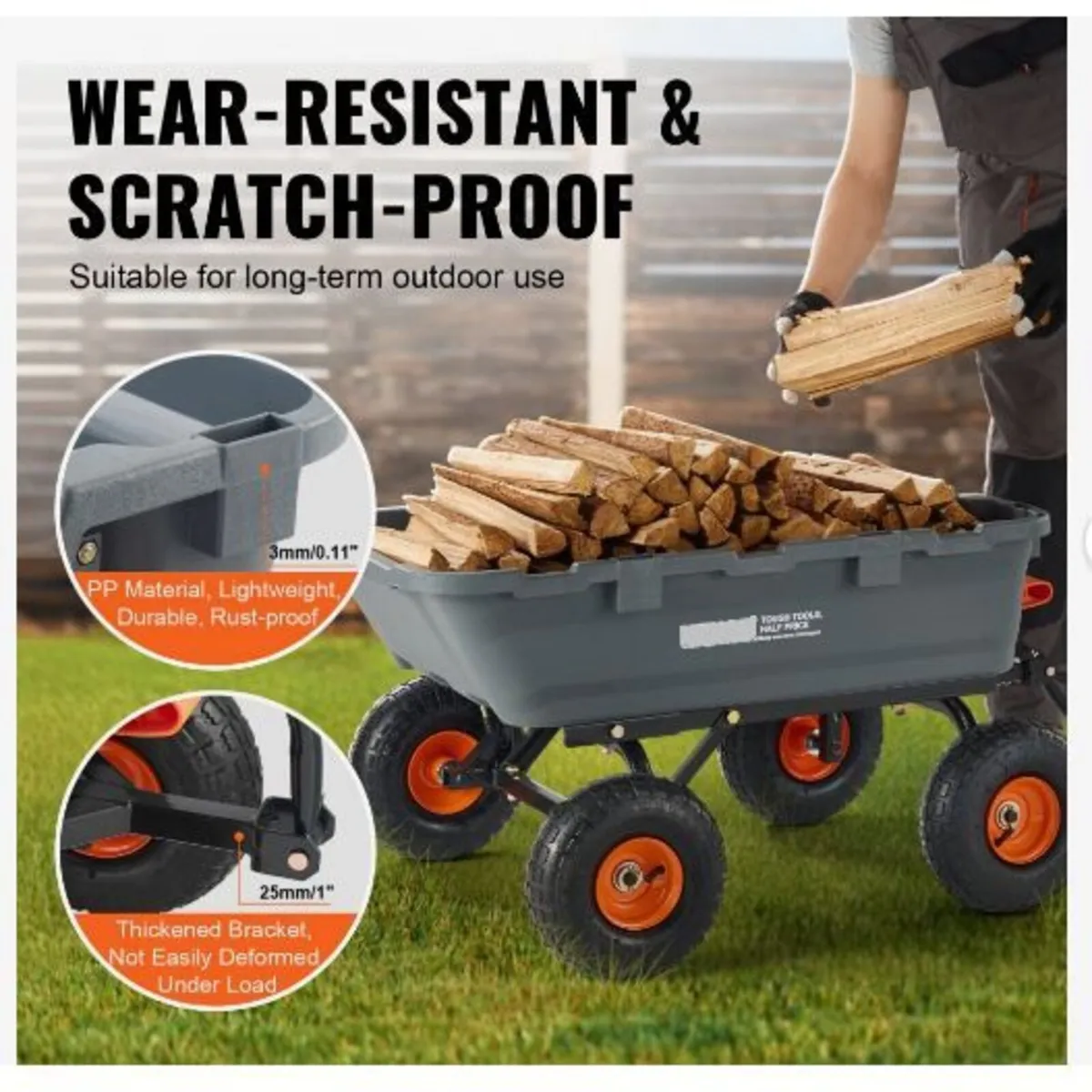 Poly Garden Dump Cart Heavy-duty Yard Carts - Image 3