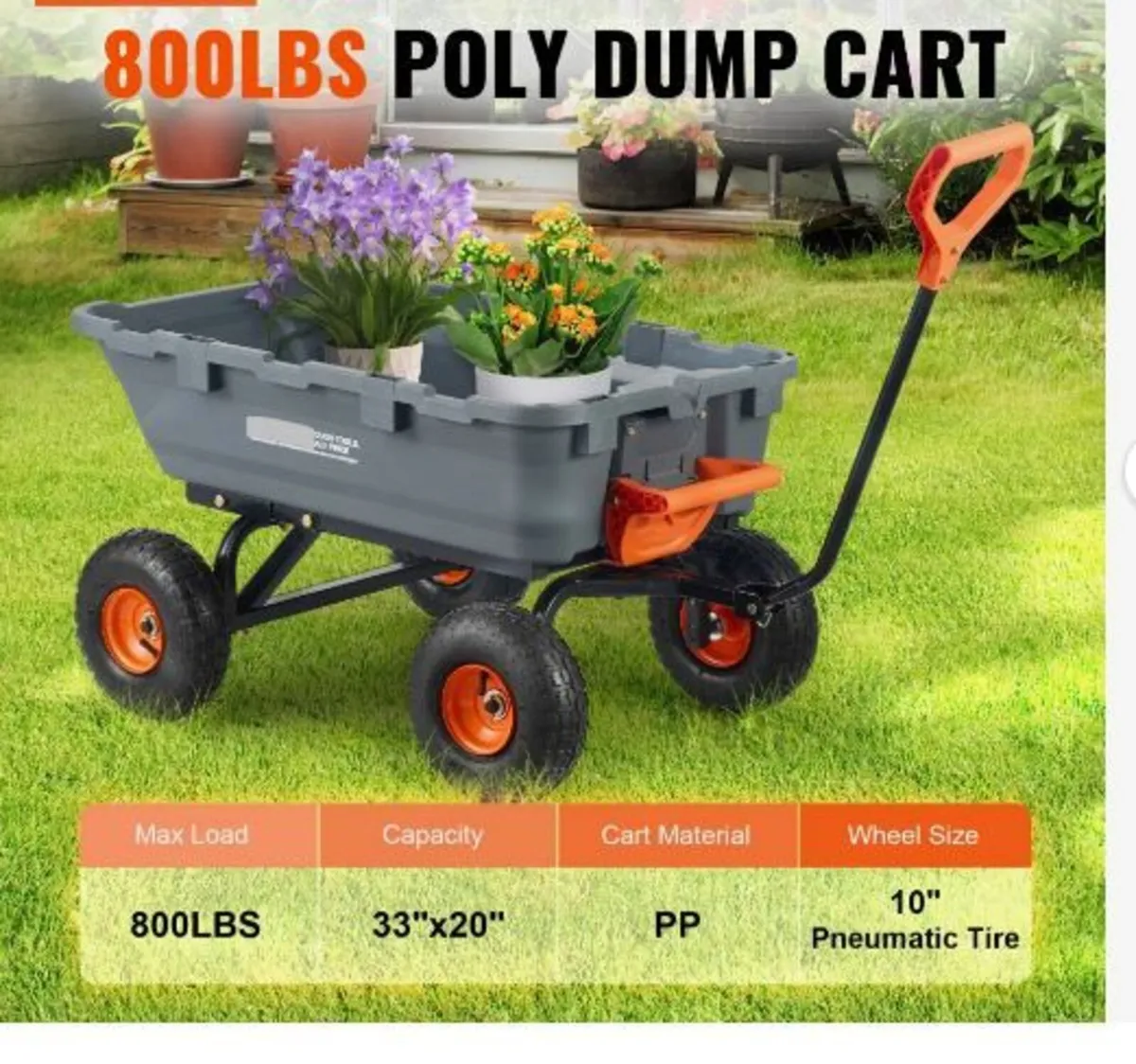 Poly Garden Dump Cart Heavy-duty Yard Carts - Image 2
