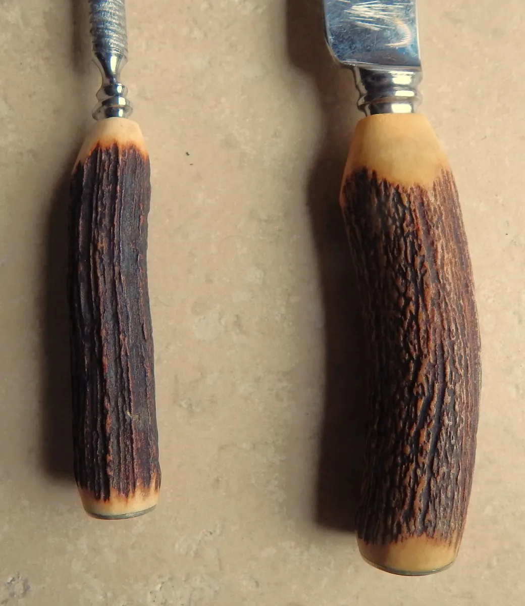 Sheffield Antler Handle Carving Knife & Steel - Image 4