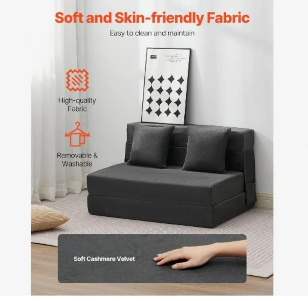 Folding Sofa Bed, 3-in-1 Foldable Couch Bed - Image 4