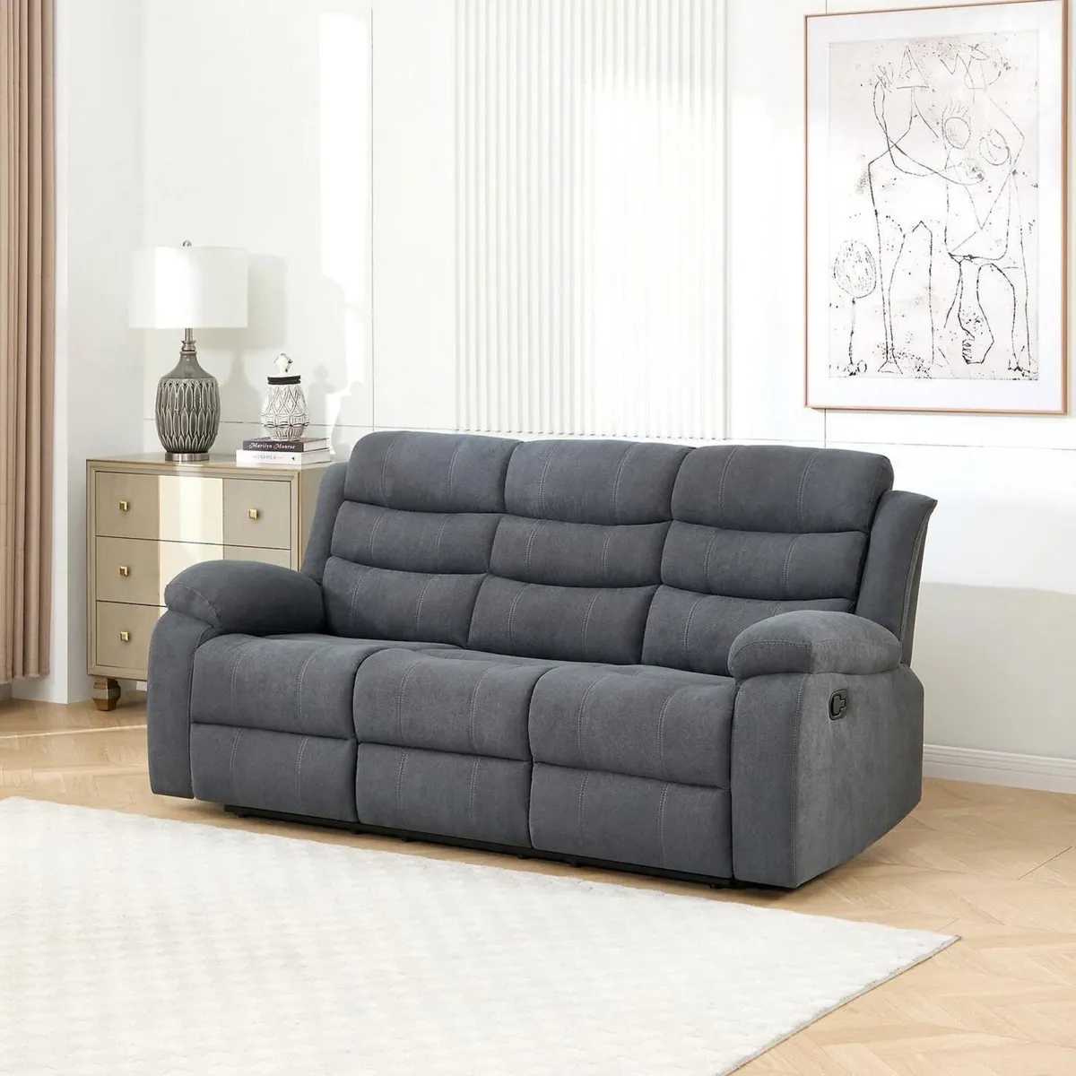 New 3+2 Grey Sofas Recliner - Image 2