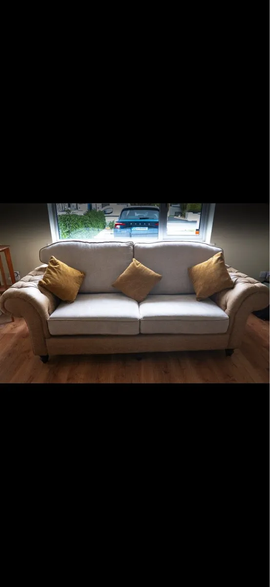 Three seater couch with leather arms - Image 1