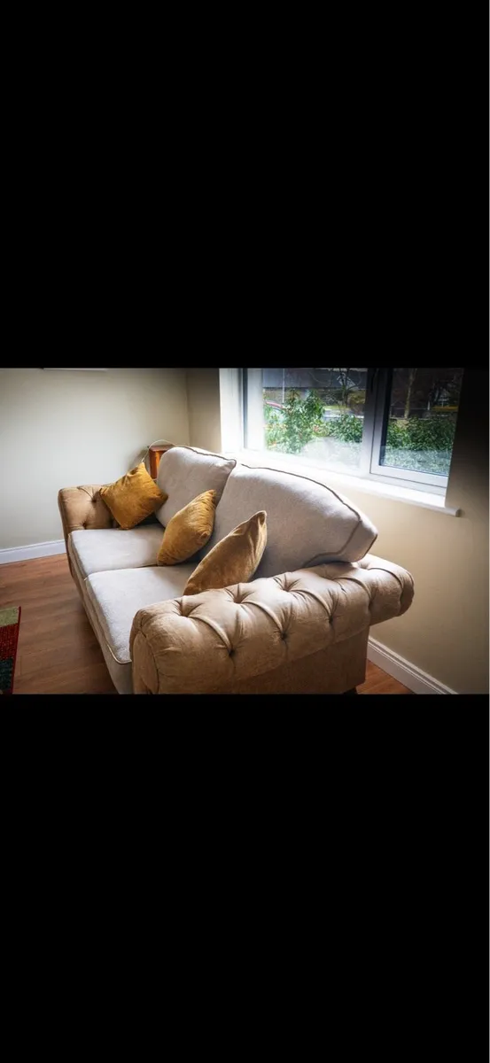 Three seater couch with leather arms - Image 2