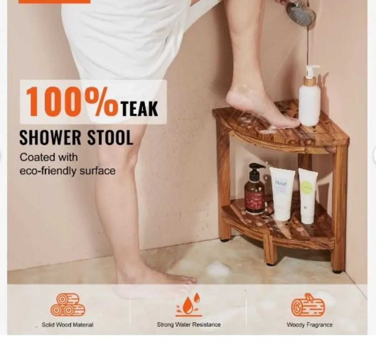 Corner Teak Shower Bench - Image 2