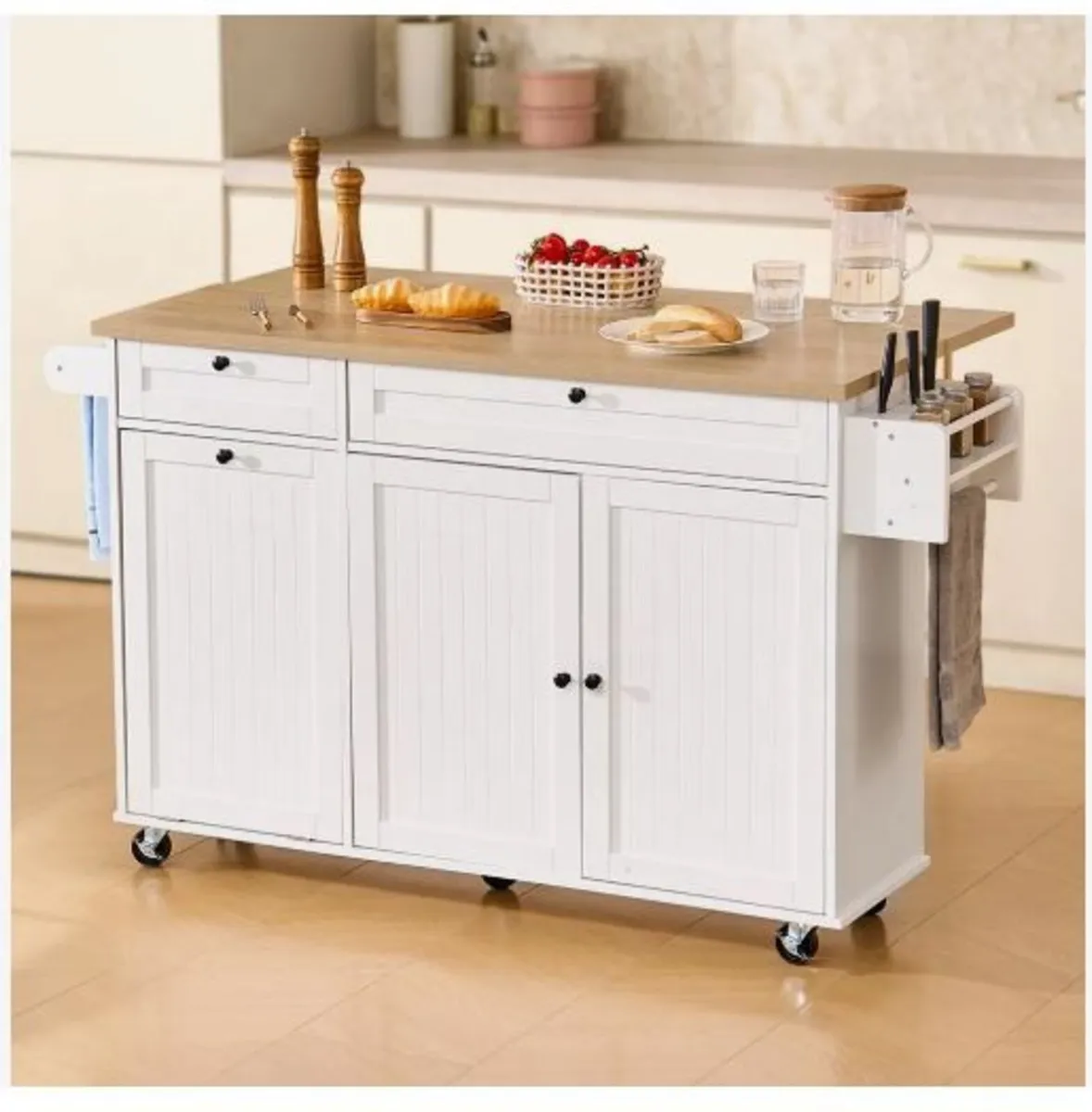 Kitchen Island Cart with Storage, 153 cm - Image 3