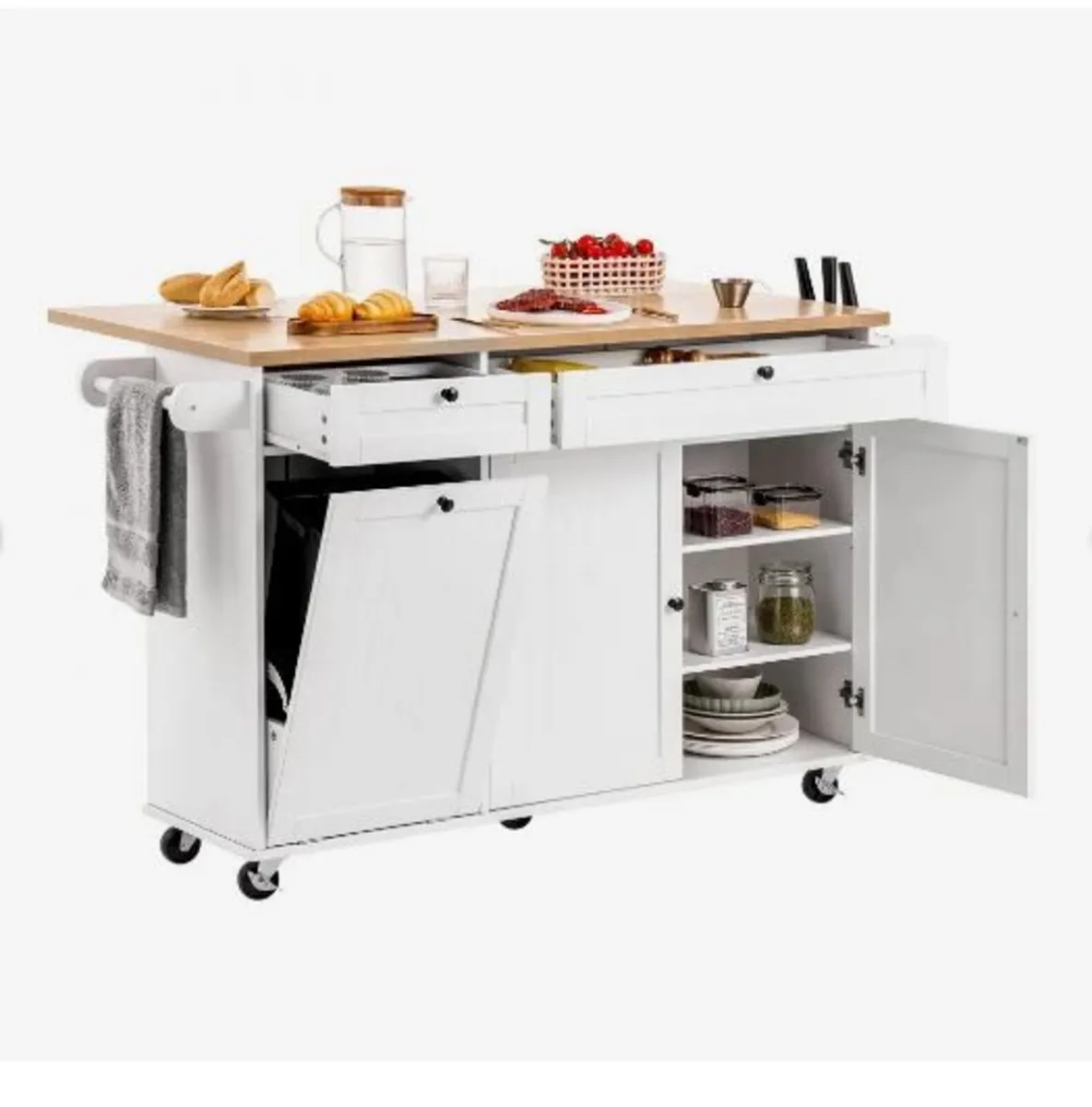 Kitchen Island Cart with Storage, 153 cm - Image 4