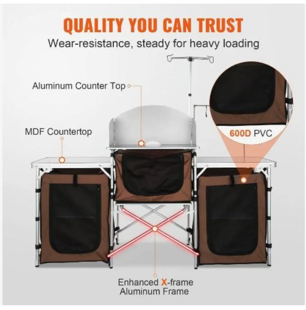 Camping Kitchen Table, Folding Outdoor Cooking - Image 2