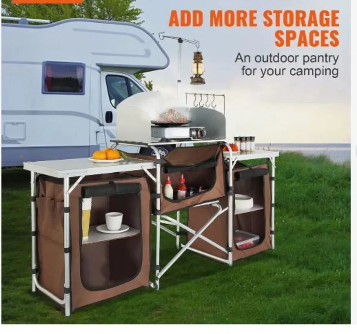 Camping Kitchen Table, Folding Outdoor Cooking - Image 4