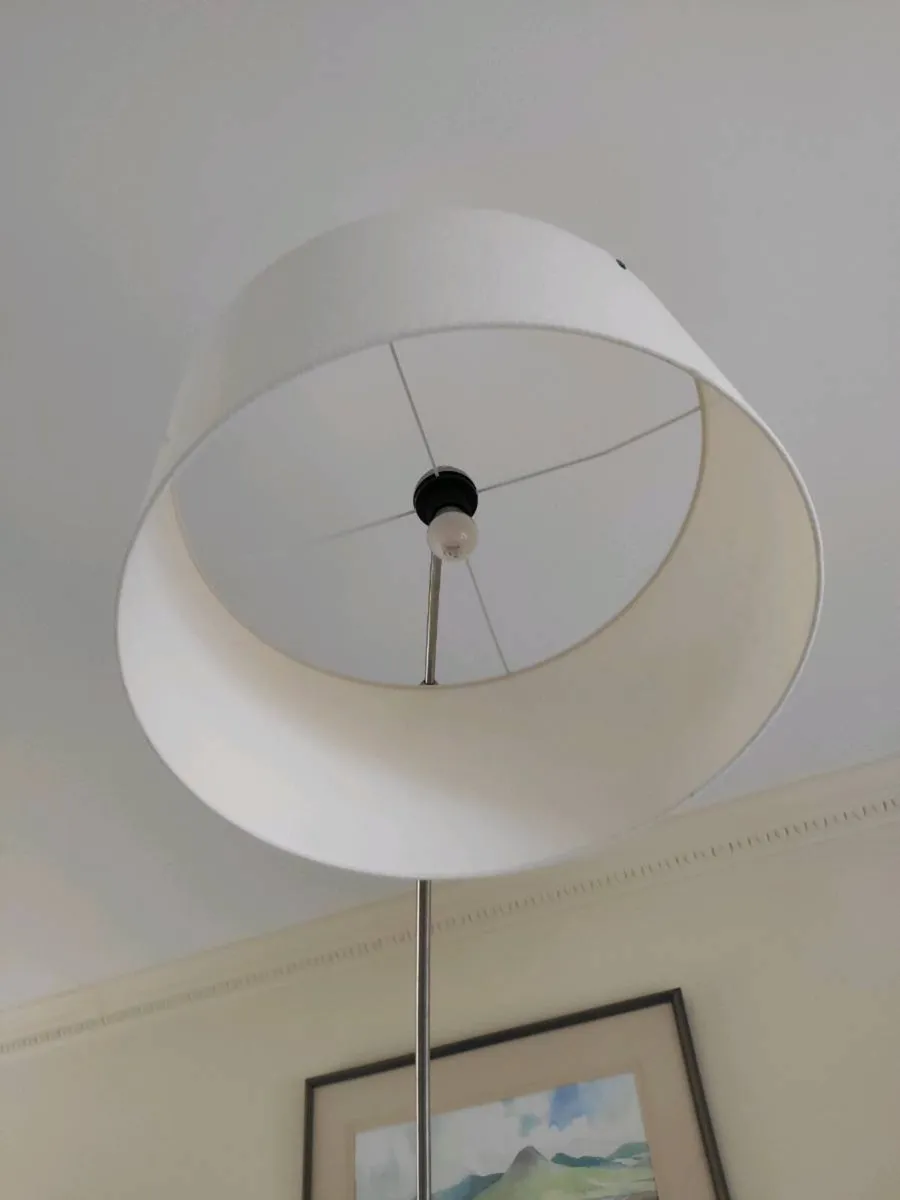 Metal floor arc lamp (adjustable) - beige shade - Image 3