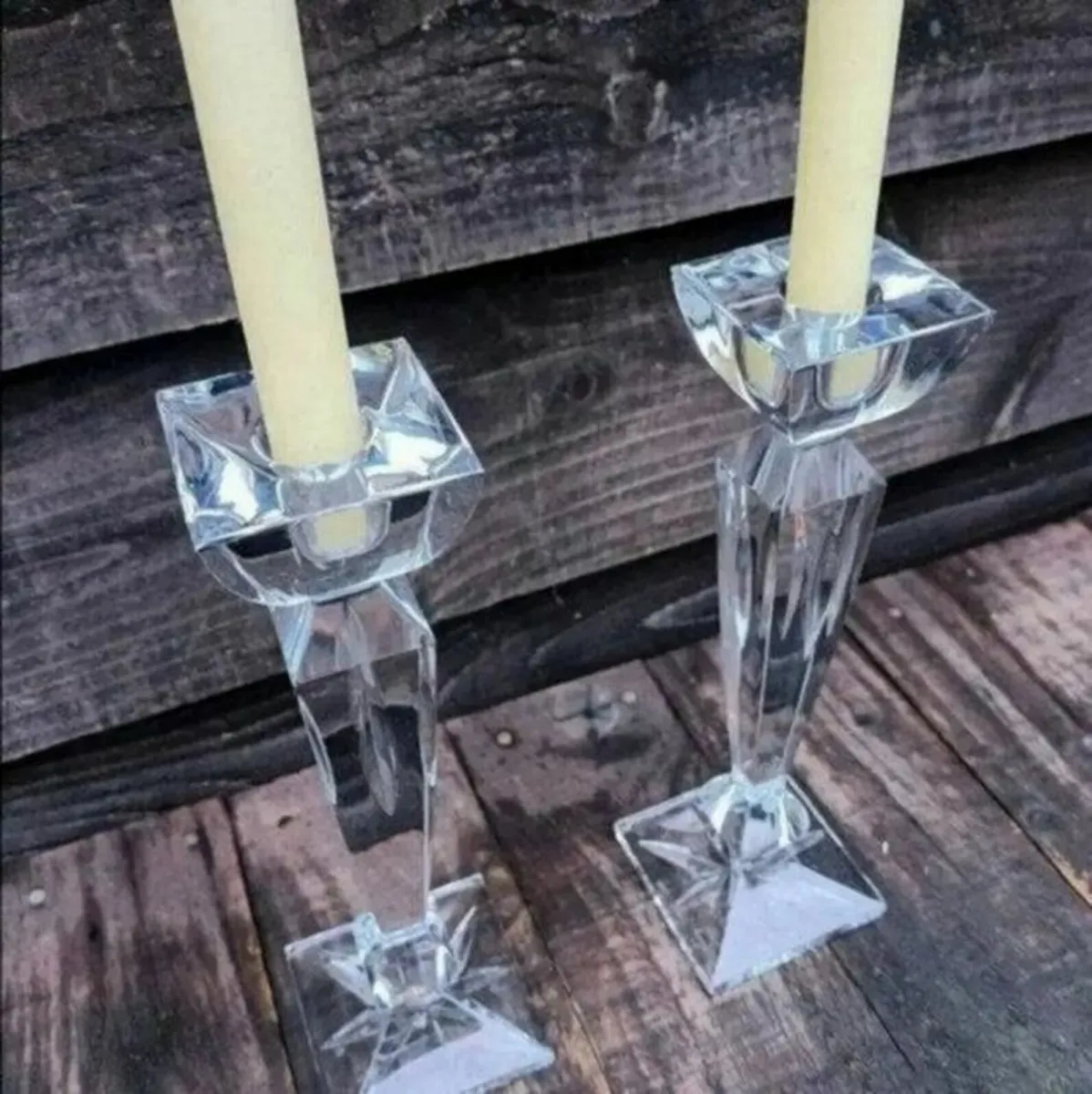 Vintage Pair Galway Crystal Candlesticks - Image 2
