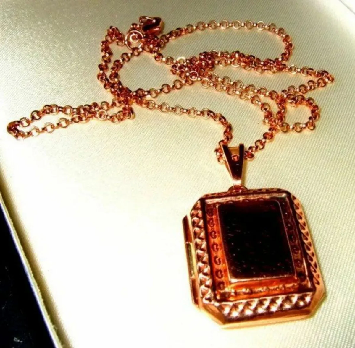 Vintage Dian Malouf Rose Gold Locket & Chain - Image 1