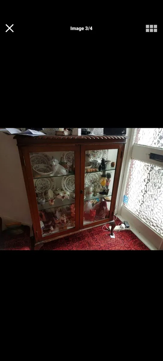 Mahogany China Cabinet & Two Tables - Image 2