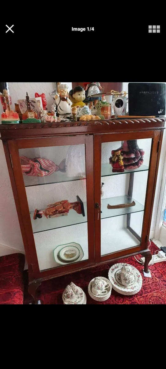 Mahogany China Cabinet & Two Tables - Image 1