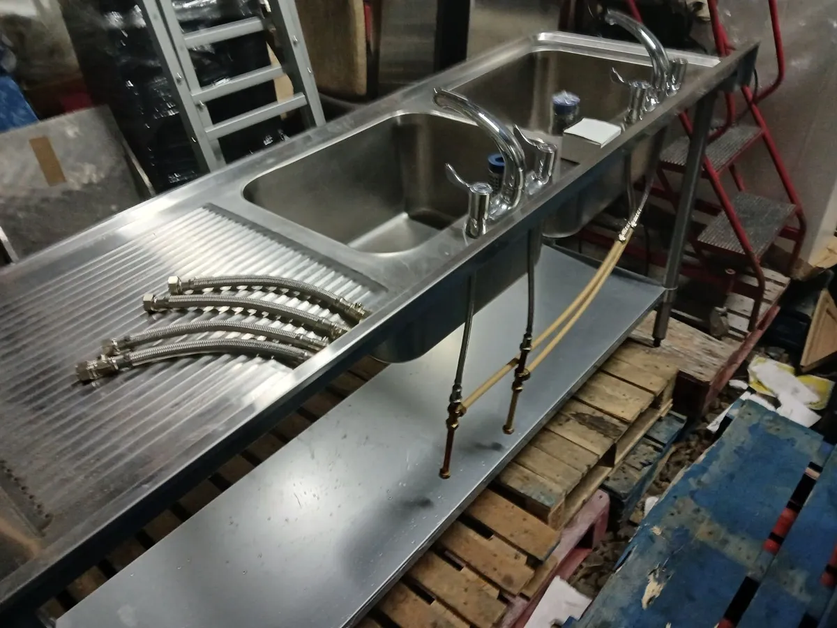 Stainless steel cabbinet double sink unit complete - Image 3