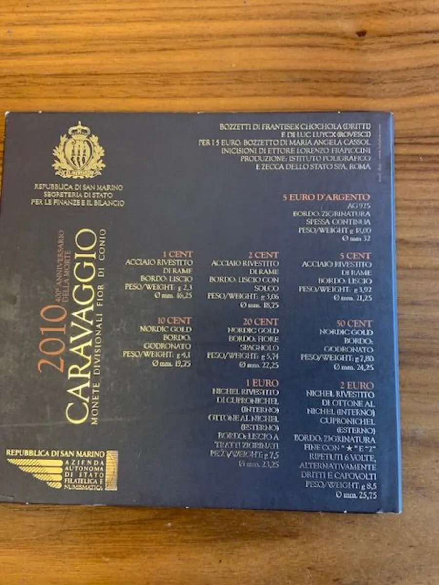 San Marino BU Set 2010 + 5 Euro Caravaggio - Image 3