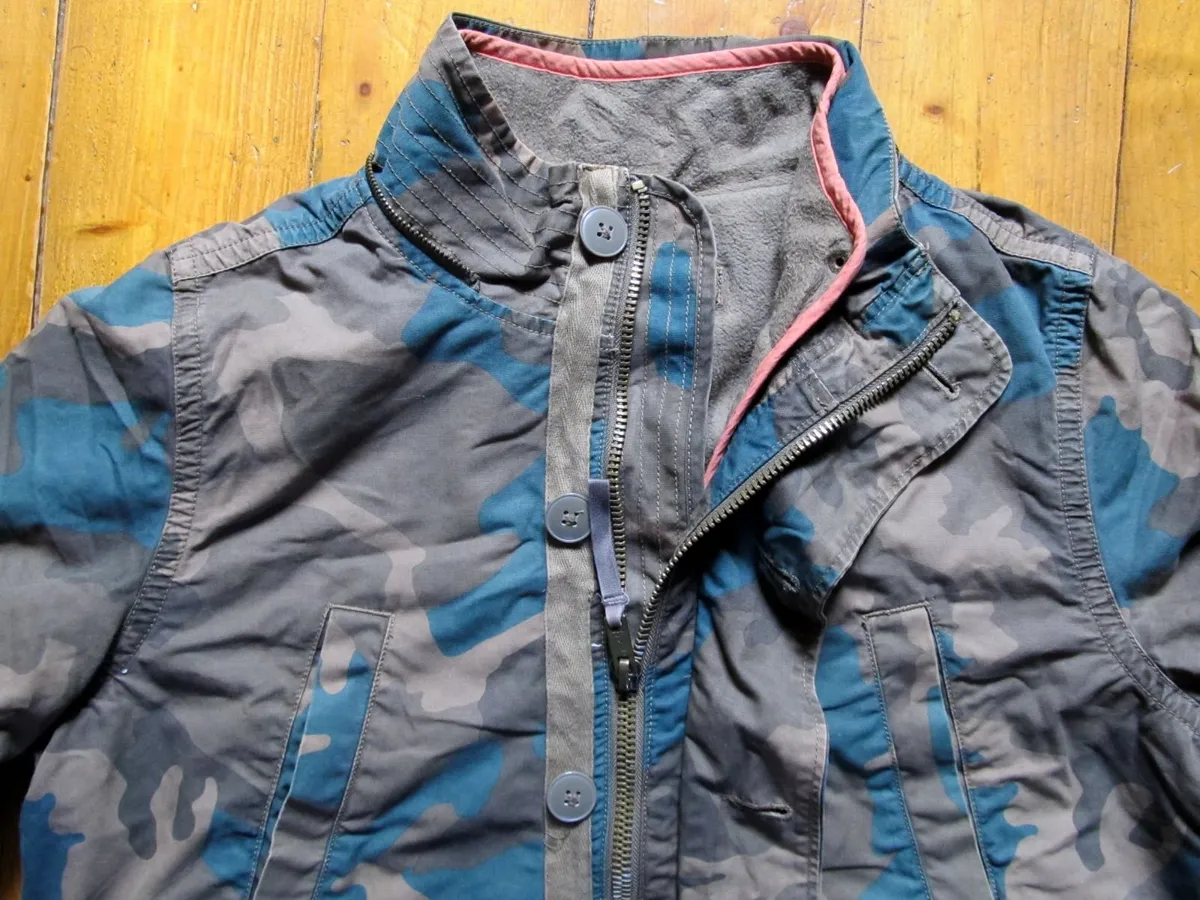 DKNY Jeans Camouflage Fishtail Parka, Size M - Image 1