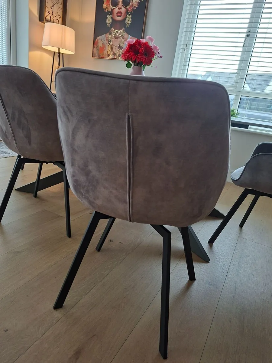 Set of 6 Swivel Dining Chairs – Grey Very Good Con - Image 2