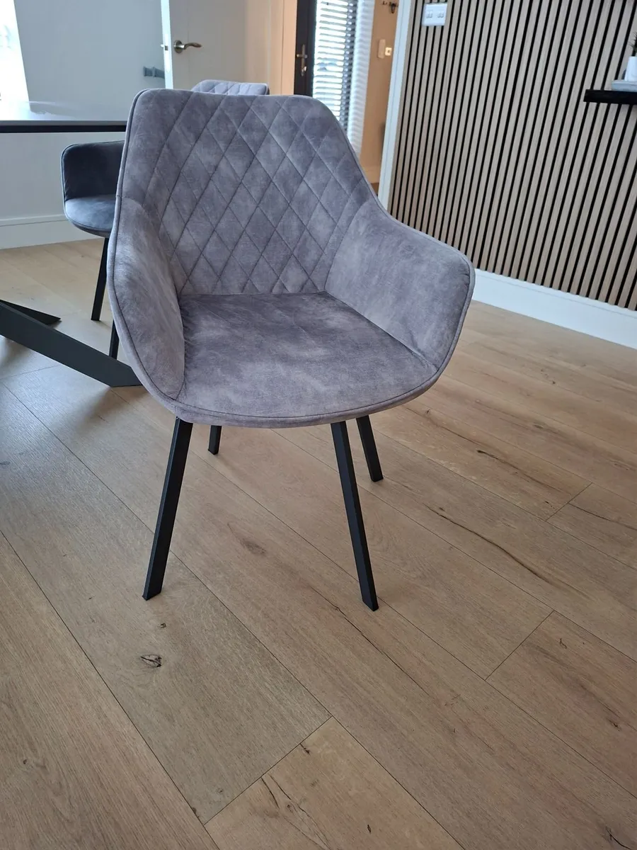Set of 6 Swivel Dining Chairs – Grey Very Good Con - Image 3