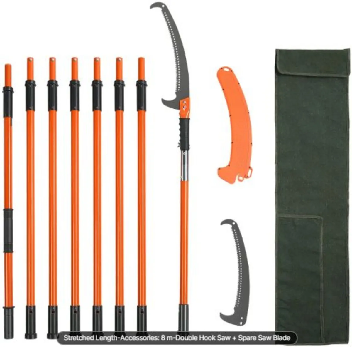 Manual Pole Saw,2.2 - 8.2m Extendable Tree Pruner - Image 1