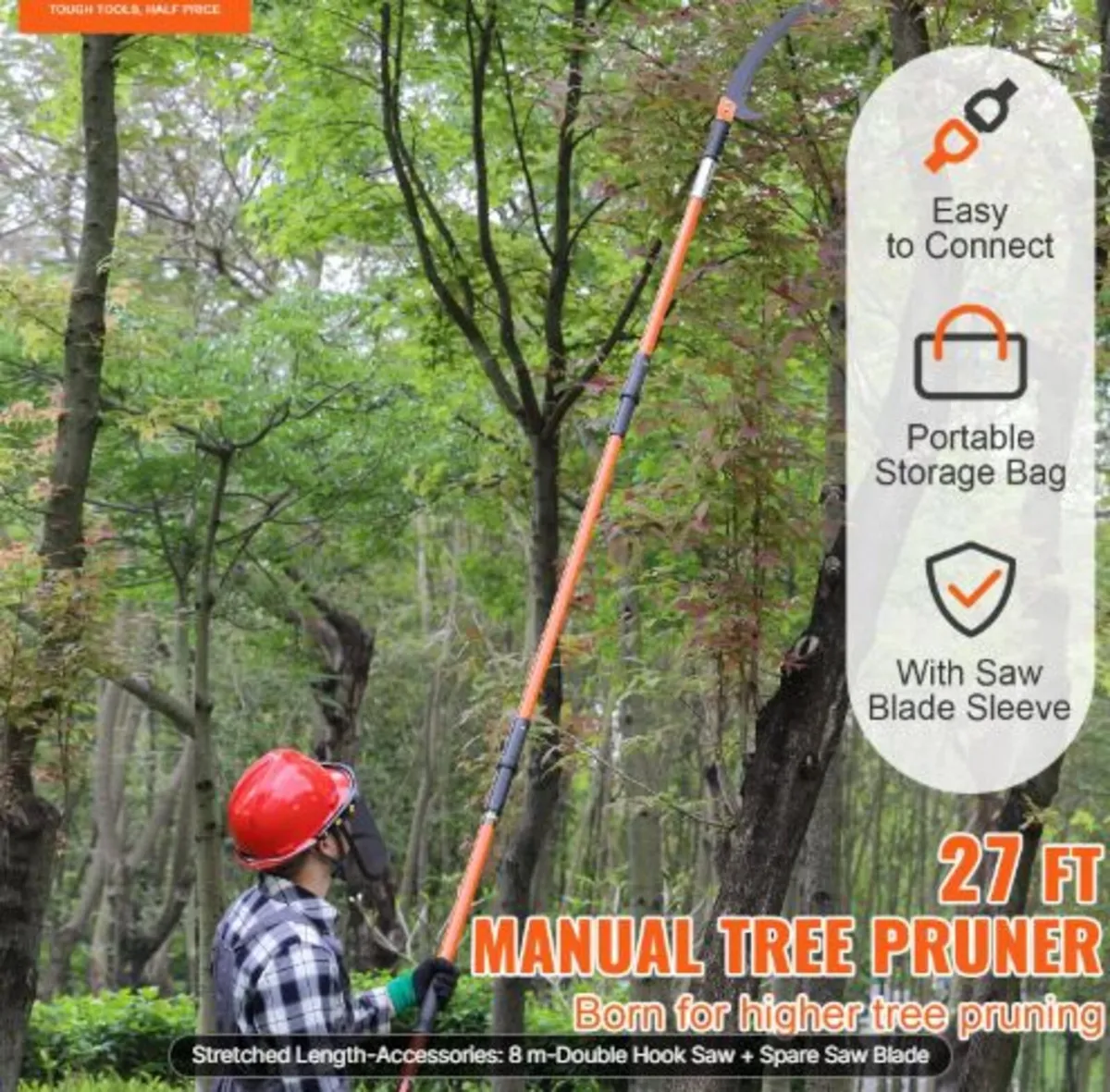 Manual Pole Saw,2.2 - 8.2m Extendable Tree Pruner - Image 4