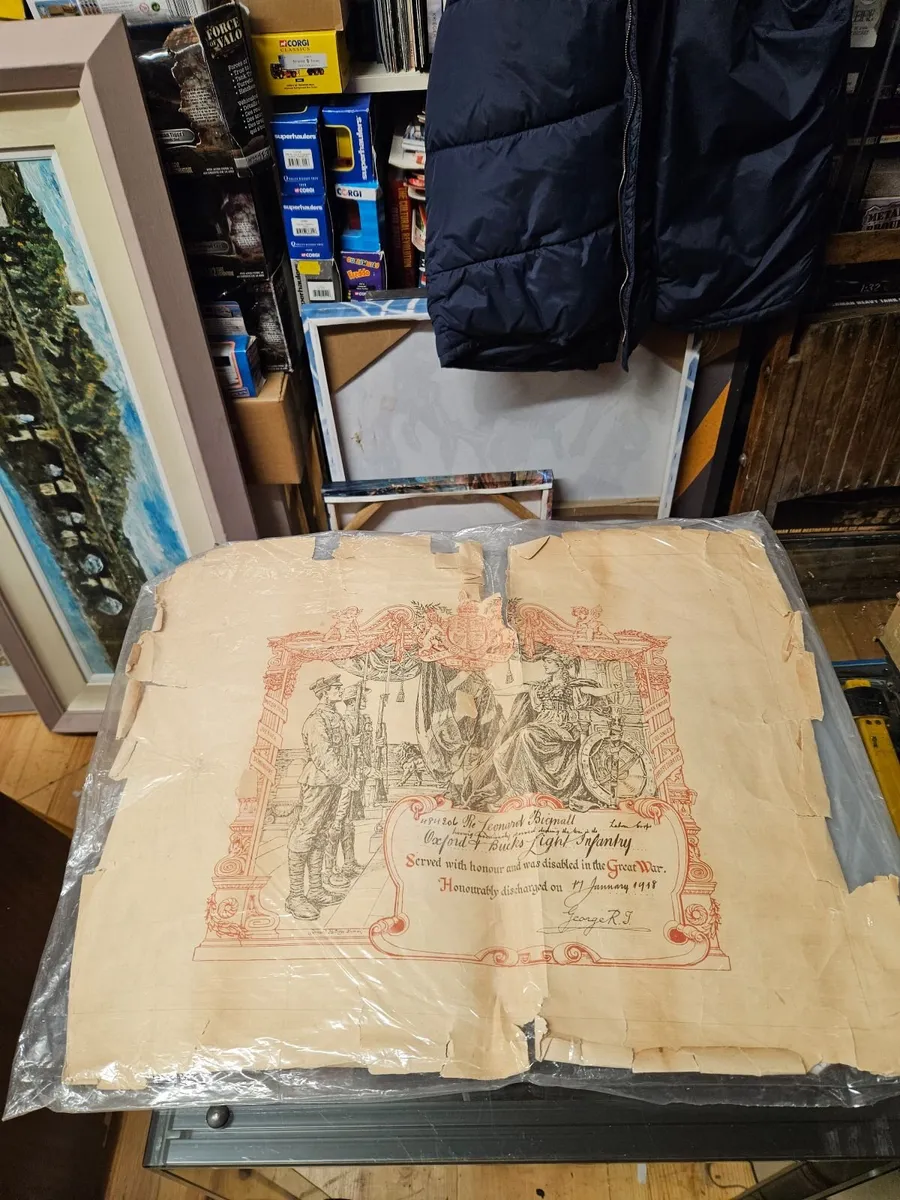 Vintage WW1 Discharge Certificate - Image 1