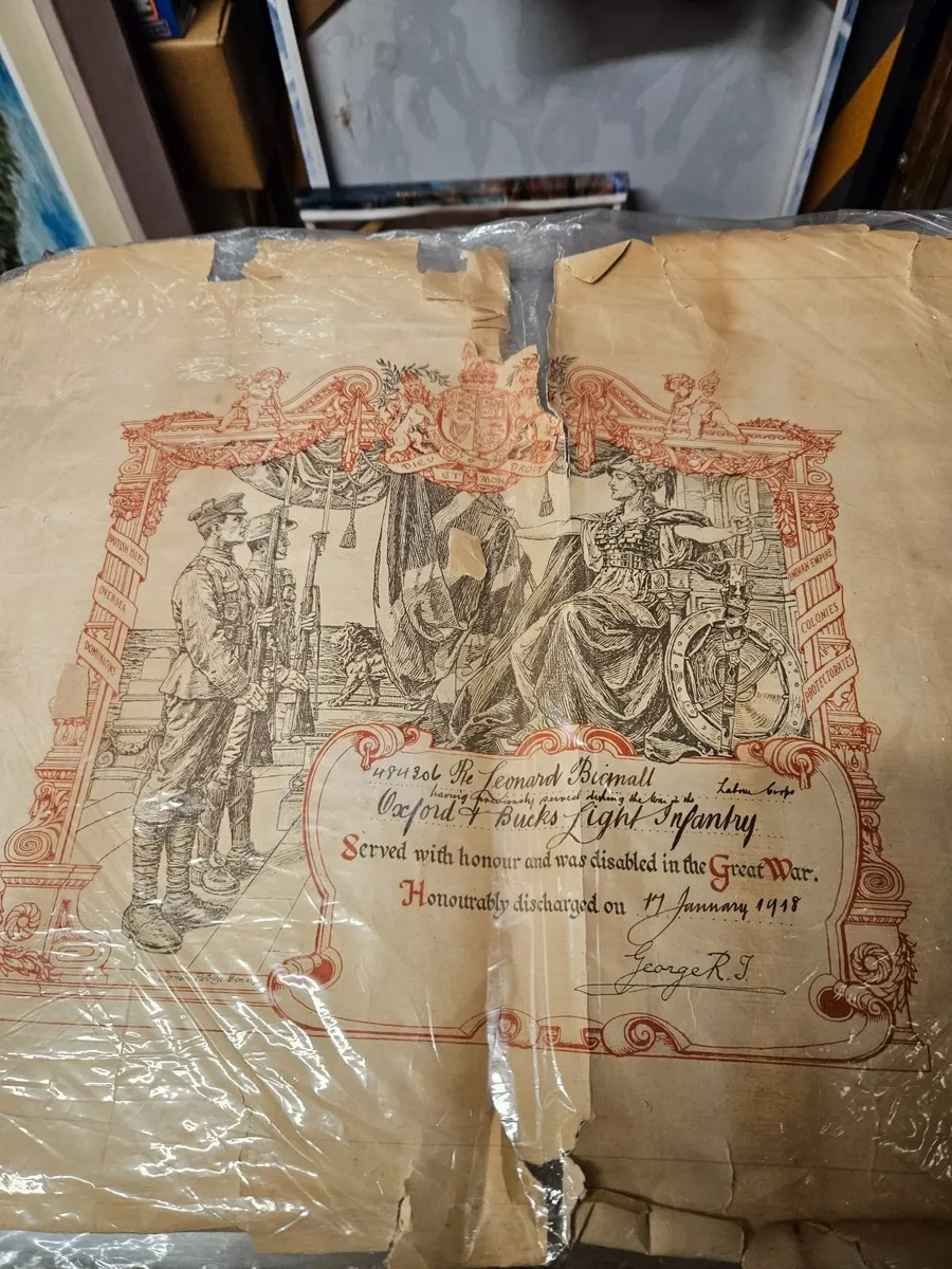 Vintage WW1 Discharge Certificate - Image 2