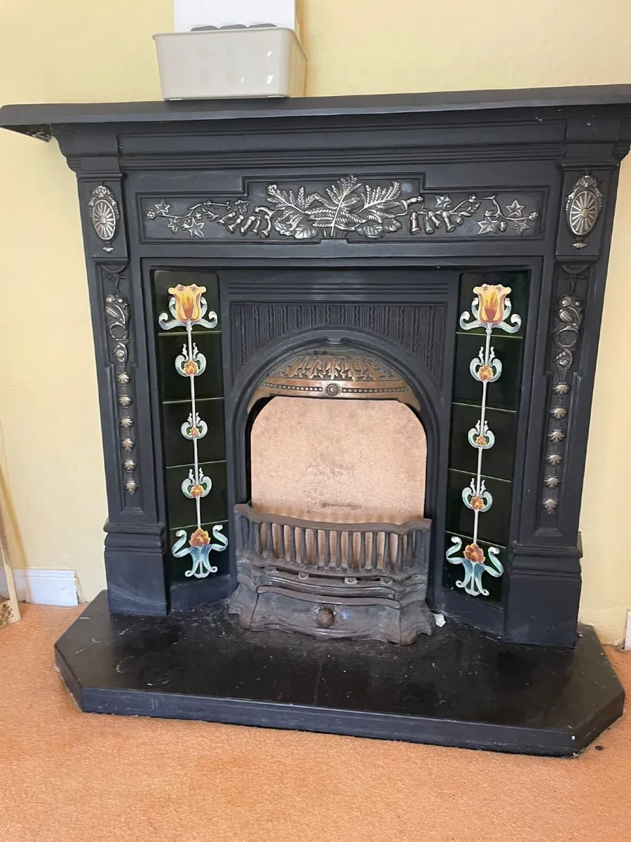 Antique Cast Iron Fireplace Insert Victorian Style - Image 1